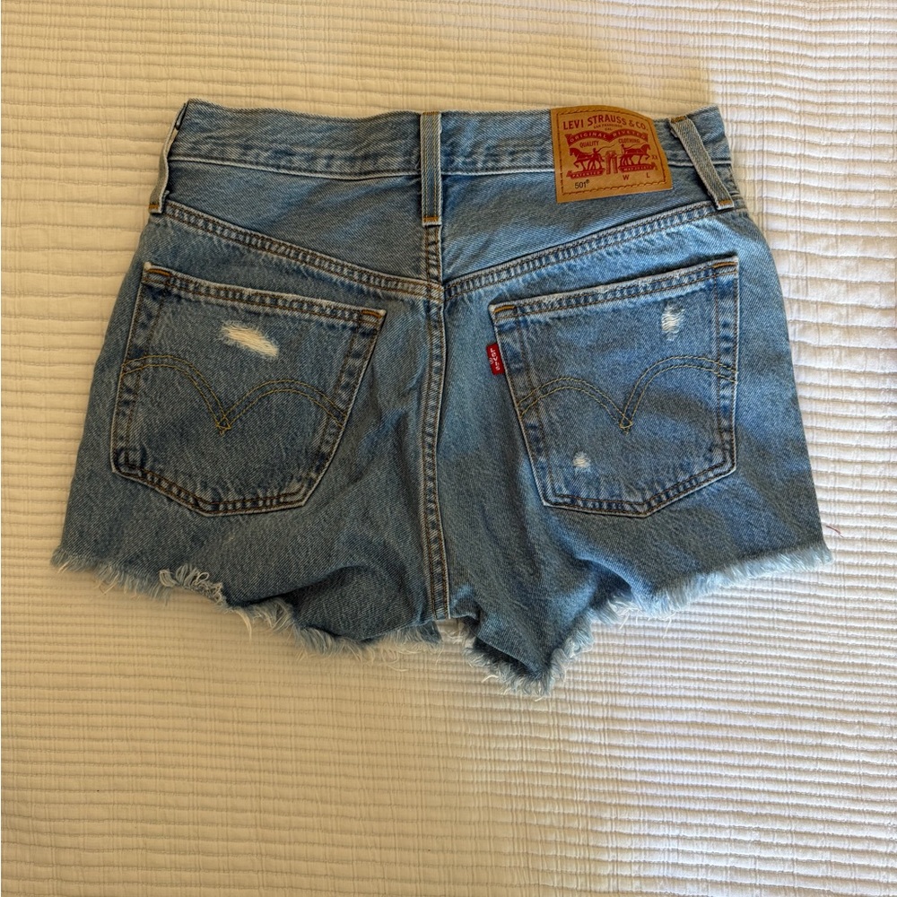 Levi's Light Blue Distressed Cutoff Jean Shorts